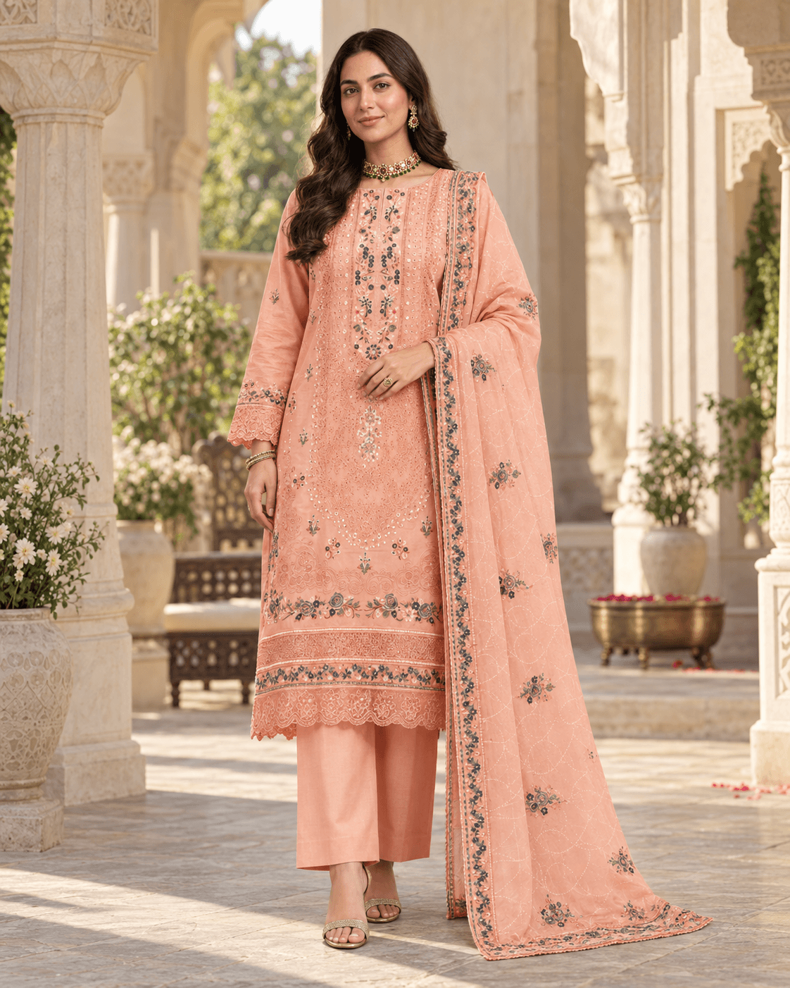Bin Ilyas Embroidered Cotton Suit featured image