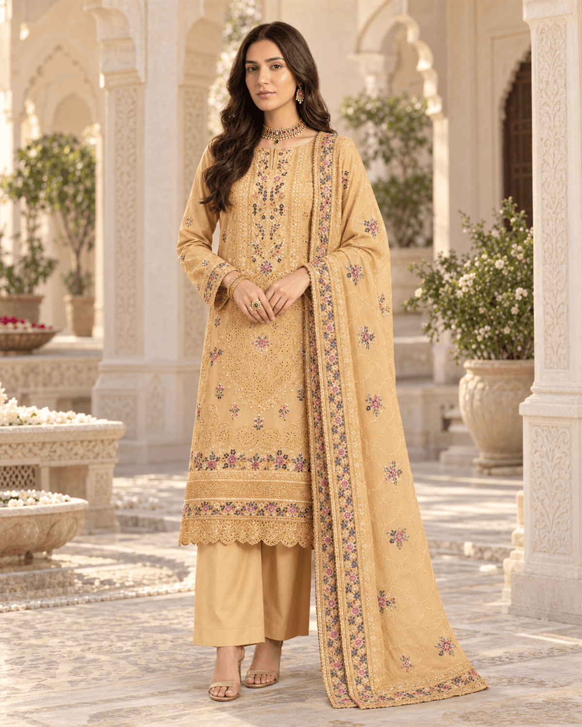 Bin Ilyas Embroidered Cotton Suit featured image