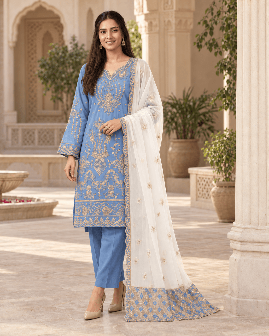 Khamaj Embroidered Cotton Suit featured image